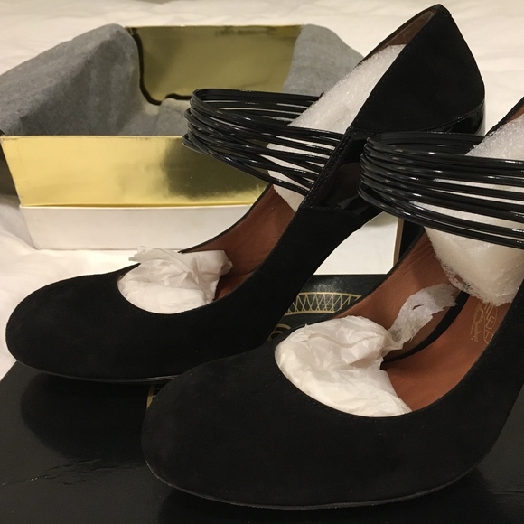 Modern Vintage Edwiges Art-Deco Black Suede Pumps - Picture 3 of 8